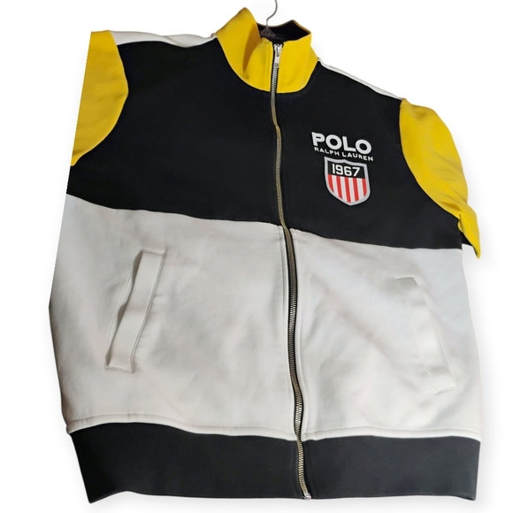 Polo Ralph Lauren Colorblock Jacket M Yellow Black White - Picture 5 of 13